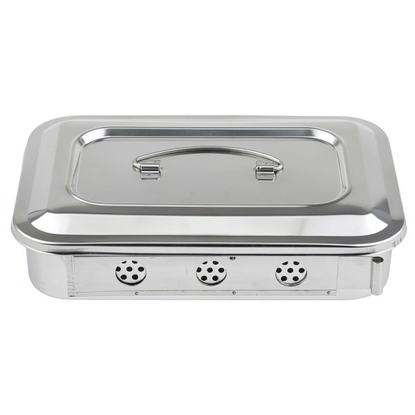 Pinvi Stainless Steel Dental Instrument Organizer Box Compact Silver-3