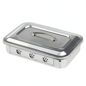 Pinvi Stainless Steel Dental Instrument Organizer Box Compact Silver-0
