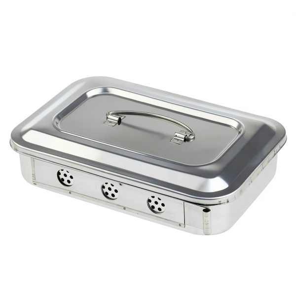 Pinvi Stainless Steel Dental Instrument Organizer Box Compact Silver-0
