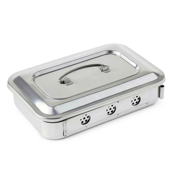 Pinvi Stainless Steel Dental Instrument Organizer Box Compact Silver-2