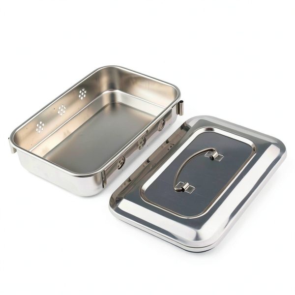Pinvi Stainless Steel Dental Instrument Organizer Box Compact Silver-4